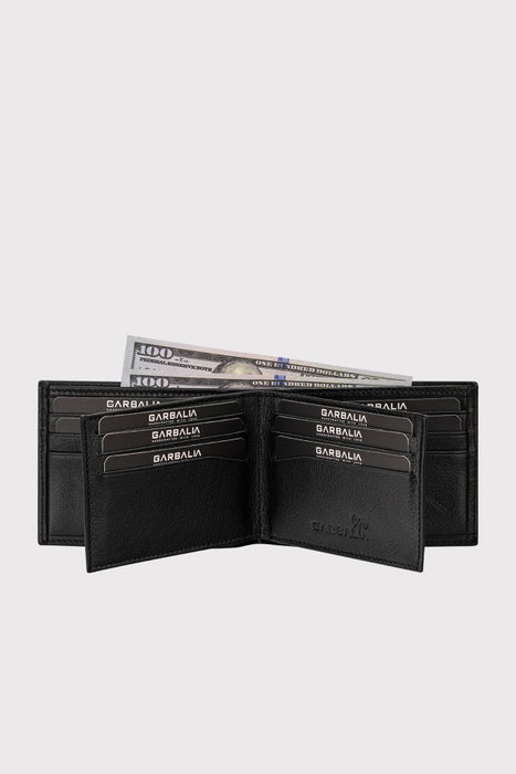 Zoozie Bags Cartera para Hombre Negra, Piel Auténtica, 11x2x8.5 cm